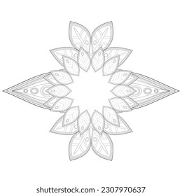 Doodle flowers in black and white pleasing for adults' coloring page. pleasing decorative flower of Coloring book page for adult Black outline and white background