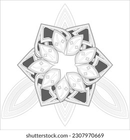 Doodle flowers in black and white pleasing for adults' coloring page. pleasing decorative flower of Coloring book page for adult Black outline and white background