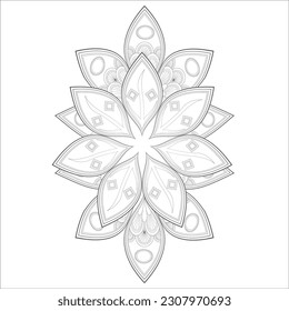 Doodle flowers in black and white pleasing for adults' coloring page. pleasing decorative flower of Coloring book page for adult Black outline and white background