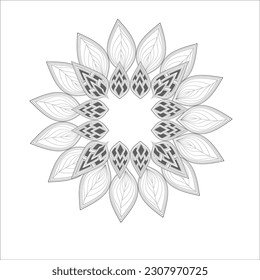 Doodle flowers in black and white pleasing for adults' coloring page. pleasing decorative flower of Coloring book page for adult Black outline and white background