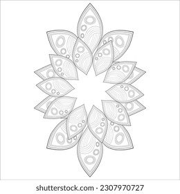 Doodle flowers in black and white pleasing for adults' coloring page. pleasing decorative flower of Coloring book page for adult Black outline and white background