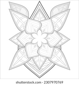 Doodle flowers in black and white pleasing for adults' coloring page. pleasing decorative flower of Coloring book page for adult Black outline and white background