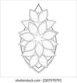 Flores de doodle en blanco y negro agradando a la página de colorear de los adultos. agradable flor decorativa de la página del libro Coloring para adultos Esquema negro y fondo blanco