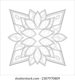 Doodle flowers in black and white pleasing for adults' coloring page. pleasing decorative flower of Coloring book page for adult Black outline and white background