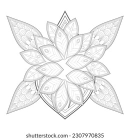 Doodle Blumen in Schwarz-Weiß angenehm für die Färbung von Erwachsenen. erfreuliche dekorative Blume der Farbbuchseite für erwachsenen schwarzen Hintergrund