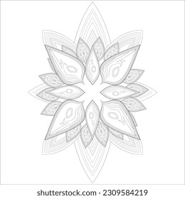 Flores de doodle en blanco y negro agradando a la página de colorear de los adultos. agradable flor decorativa de la página del libro Coloring para adultos Esquema negro y fondo blanco