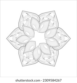 Flores de doodle en blanco y negro agradando a la página de colorear de los adultos. agradable flor decorativa de la página del libro Coloring para adultos Esquema negro y fondo blanco