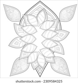 Doodle flowers in black and white pleasing for adults' coloring page. pleasing decorative flower of Coloring book page for adult Black outline and white background