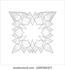 Doodle flowers in black and white pleasing for adults' coloring page. pleasing decorative flower of Coloring book page for adult Black outline and white background