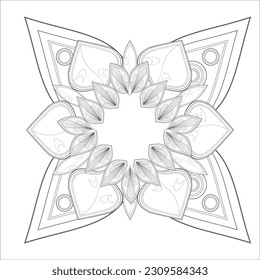Flores de doodle en blanco y negro agradando a la página de colorear de los adultos. agradable flor decorativa de la página del libro Coloring para adultos Esquema negro y fondo blanco