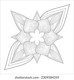 Doodle flowers in black and white pleasing for adults' coloring page. pleasing decorative flower of Coloring book page for adult Black outline and white background