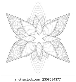 Doodle flowers in black and white pleasing for adults' coloring page. pleasing decorative flower of Coloring book page for adult Black outline and white background