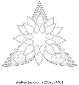 Doodle flowers in black and white pleasing for adults' coloring page. pleasing decorative flower of Coloring book page for adult Black outline and white background