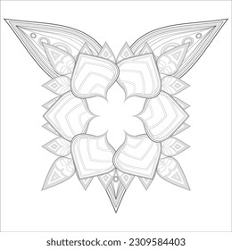 Flores de doodle en blanco y negro agradando a la página de colorear de los adultos. agradable flor decorativa de la página del libro Coloring para adultos Esquema negro y fondo blanco