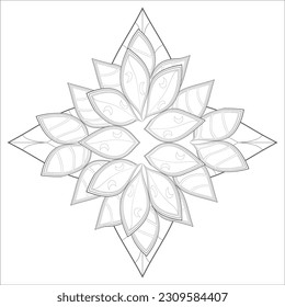 Doodle flowers in black and white pleasing for adults' coloring page. pleasing decorative flower of Coloring book page for adult Black outline and white background