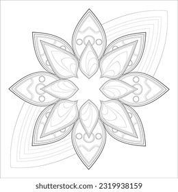 Doodle flowers in black and white pleasing for adults' coloring page. pleasing decorative flower of Coloring book page for adult Black outline and white background