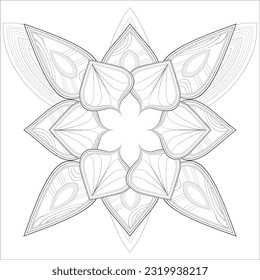 Doodle flowers in black and white pleasing for adults' coloring page. pleasing decorative flower of Coloring book page for adult Black outline and white background