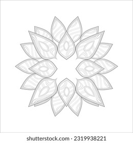 Flores de doodle en blanco y negro agradando a la página de colorear de los adultos. agradable flor decorativa de la página del libro Coloring para adultos Esquema negro y fondo blanco