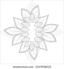 Flores de doodle en blanco y negro agradando a la página de colorear de los adultos. agradable flor decorativa de la página del libro Coloring para adultos Esquema negro y fondo blanco