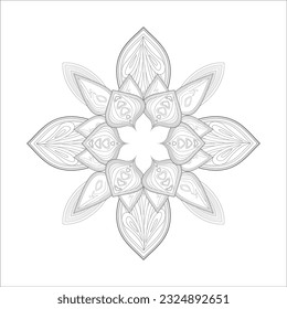 Flores de doodle en blanco y negro agradando a la página de colorear de los adultos. agradable flor decorativa de la página del libro Coloring para adultos Esquema negro y fondo blanco