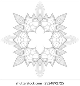 Doodle flowers in black and white pleasing for adults' coloring page. pleasing decorative flower of Coloring book page for adult Black outline and white background