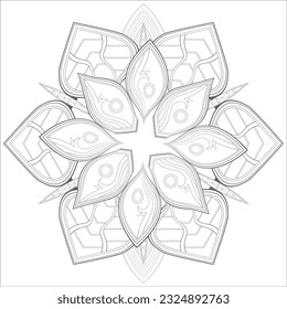 Doodle flowers in black and white pleasing for adults' coloring page. pleasing decorative flower of Coloring book page for adult Black outline and white background