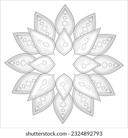 Flores de doodle en blanco y negro agradando a la página de colorear de los adultos. agradable flor decorativa de la página del libro Coloring para adultos Esquema negro y fondo blanco