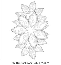 Flores de doodle en blanco y negro agradando a la página de colorear de los adultos. agradable flor decorativa de la página del libro Coloring para adultos Esquema negro y fondo blanco