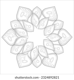 Flores de doodle en blanco y negro agradando a la página de colorear de los adultos. agradable flor decorativa de la página del libro Coloring para adultos Esquema negro y fondo blanco