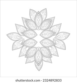Doodle flowers in black and white pleasing for adults' coloring page. pleasing decorative flower of Coloring book page for adult Black outline and white background