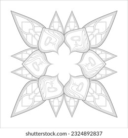 Doodle flowers in black and white pleasing for adults' coloring page. pleasing decorative flower of Coloring book page for adult Black outline and white background