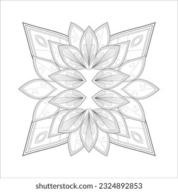 Flores de doodle en blanco y negro agradando a la página de colorear de los adultos. agradable flor decorativa de la página del libro Coloring para adultos Esquema negro y fondo blanco