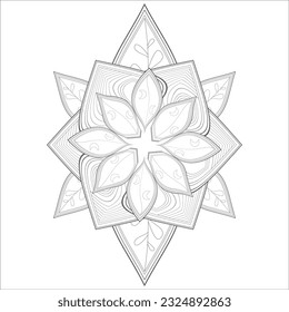 Doodle flowers in black and white pleasing for adults' coloring page. pleasing decorative flower of Coloring book page for adult Black outline and white background