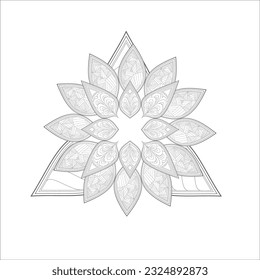 Doodle flowers in black and white pleasing for adults' coloring page. pleasing decorative flower of Coloring book page for adult Black outline and white background