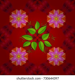 Doodle flowers and branches, herbs and flowers. Beautiful fabric pattern. Hand drawn. Vector illustration.