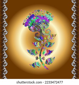 Doodle flowers and branches, herbs and flowers. Hand drawn. vector illustration Beautiful fabric pattern.