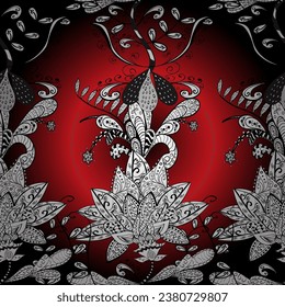 Doodle flowers and branches, herbs and flowers. Hand drawn. vector illustration Beautiful fabric pattern.