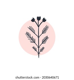 Doodle Flowers Icon. Hand Drawn Illustration. Abstract floral, botanical decor. 