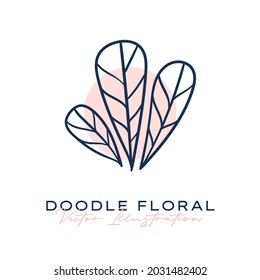Icono De Las Flores De Doodle. Ilustración dibujada a mano. Resumen de decoración floral y botánica. 