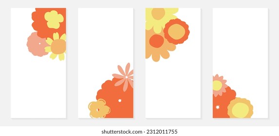 Doodle flowers banners  Head Summer Wildflowers in the garden  Bouquet daisies  Collection festive social network banners for female   children audience  Insert for text  Vector 