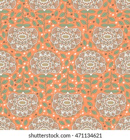 Doodle flowers seamless pattern