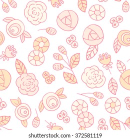 doodle flowers seamless pattern. spring vector background