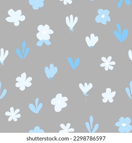 doodle flowers seamless pattern. summer floral background,