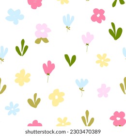 flores de doodle sin costura. fondo floral de verano,