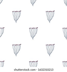 Doodle flowers seamless pattern with 
 transparent background  and minimalistic mood