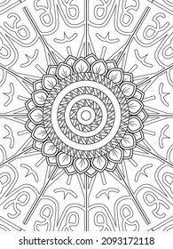 Doodle blüht nahtloses Muster. Whimsical Natur färben Seite. Schwarz-Weiß-Blumendruck zum Färben des Buches. Naturhintergrund. Vektorgrafik