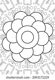 Flores de garabato sin fisuras. Página de coloreado de naturaleza caprichosa. Impresión floral en blanco y negro para el libro de colorear. Antecedentes del esquema de la naturaleza. Ilustración del vector