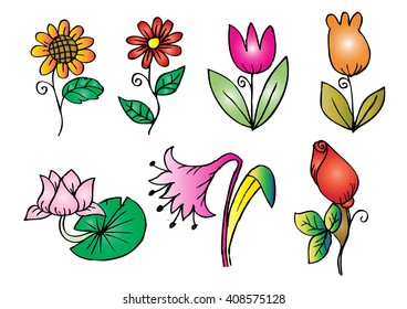 Doodle Flowers set