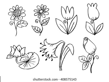 Doodle Flowers set