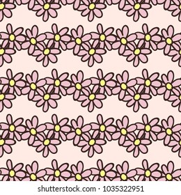 Doodle flowers in shape of heart. Simple hand drawn illustartion. Symbol of spring and love